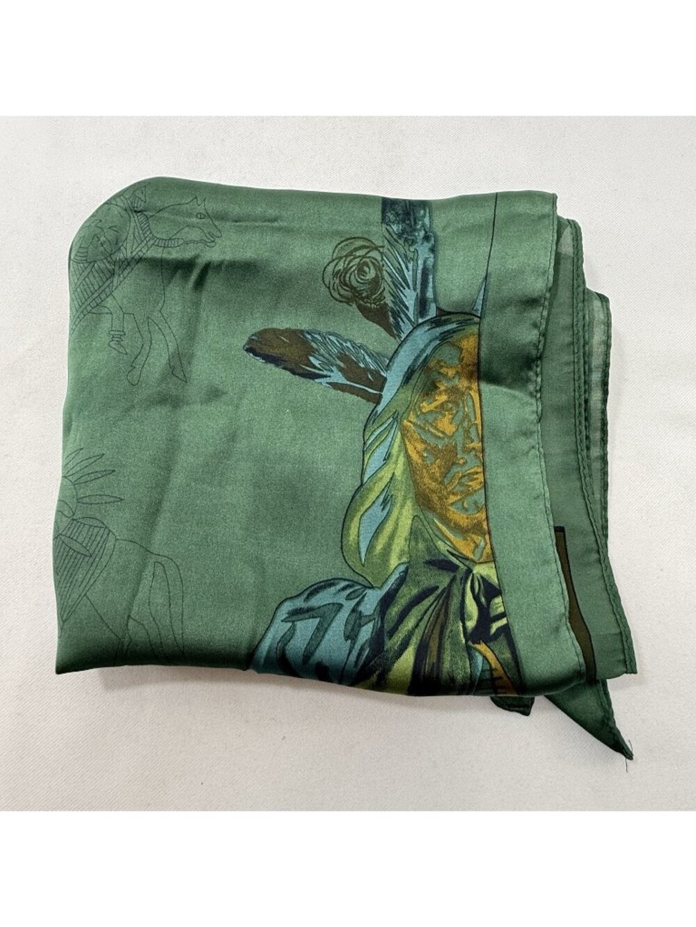 Scarf Handkerchief Equestrian Horses Armory Armor Wrap Runner Green Palm Tree